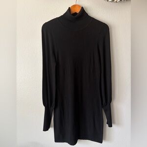 Arden B Silk Rayon Blend Turtleneck Long Sleeve Sweater Dress Black Womens Large